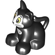 Lego Duplo Animal Cat / Kitten Sitting, White Face, Bright Light Yellow Eyes print / Black