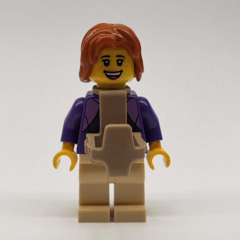 Lego Dark Purple Torso, Tan Legs, Dark Orange Hair, Baby Carrier