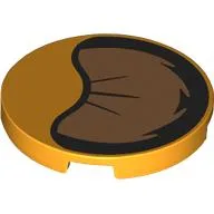 Tile Round 3 x 3 with Medium Nougat/Black Lion Ear Print / Bright Light Orange
