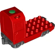 Duplo Train Locomotive Base with Battery Compartment, and Light Bluish Gray Wheels / Red