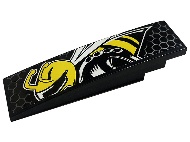 Lego Slope, Curved 8 x 2 with Angry Bee and Honeycomb Pattern Model Left Side (Sticker) - Set 76904
