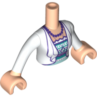 Lego Minidoll Torso Woman with White Jacket, Dark Turquoise/Dark Purple Shirt, Necklace Print, Light Nougat Hands / Light Nougat