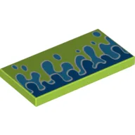 Tile 2 x 4 with Water Splashes/Drops Print / Lime