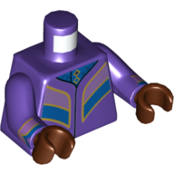 Lego Torso Robe with Gold Trim, Medium Lavender and Blue Panels Print, Dark Purple Arms, Reddish Brown Hands / Dark Purple