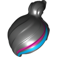 Lego Hair Ponytail Off-center with Magenta and Medium Azure Stripes Print (Wyldstyle)