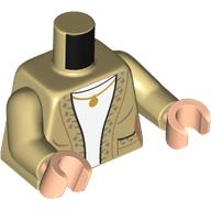 Lego Torso, Sweater, White Shirt, Gold necklace print, Tan Arms, Light Nougat Arms / Tan