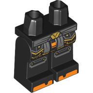 Lego Hips and Black Legs with Dark Bluish Grey Sash, Gold/Orange Armor print / Black