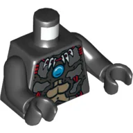 Torso, Armor, Muscles, Bone Necklace, Red Winged Skull Emblem and Blue Round Jewel (Chi) Print, Black Arms and Hands / Black