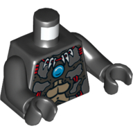 Lego Torso Armor, Muscles, Bone Necklace, Red Winged Skull Emblem and Blue Round Jewel (Chi) Print, Black Arms and Hands / Black