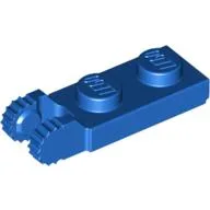 Hinge Plate 1 x 2 Locking with 2 Fingers On End, with Groove, 9 Teeth / Blue