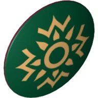 Shield Round Bowed with Dark Green and Gold Rohan Print / Dark Red