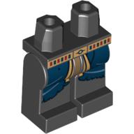 Lego Hips and Black Legs with Blue Rags, Gold Loincloth and Gold Belt with Blue Circle Print / Black