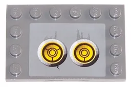 Tile, Modified 4 x 6 with Studs on Edges with 2 Yellow Circles with Bionicle Code Pattern 7 (Sticker) - Set 8759