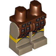 Lego Hips and Dark Tan Legs with Reddish Brown Roman Sword Belt with Gold Medallions Print / Reddish Brown