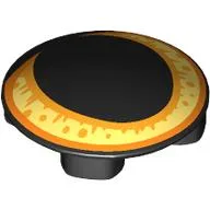 Plate Round 2 x 2 with Rounded Bottom with Yellow Cat Eye Print