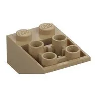Brick Sloped Inverted 33° 3 x 2, Connections between Studs, Ovoid Bottom Pin / Dark Tan