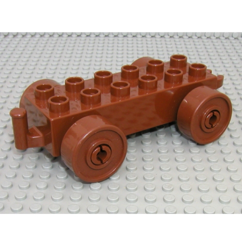 Lego Duplo Car Base 2 x 6 with Brown Wheels and Open Hitch End