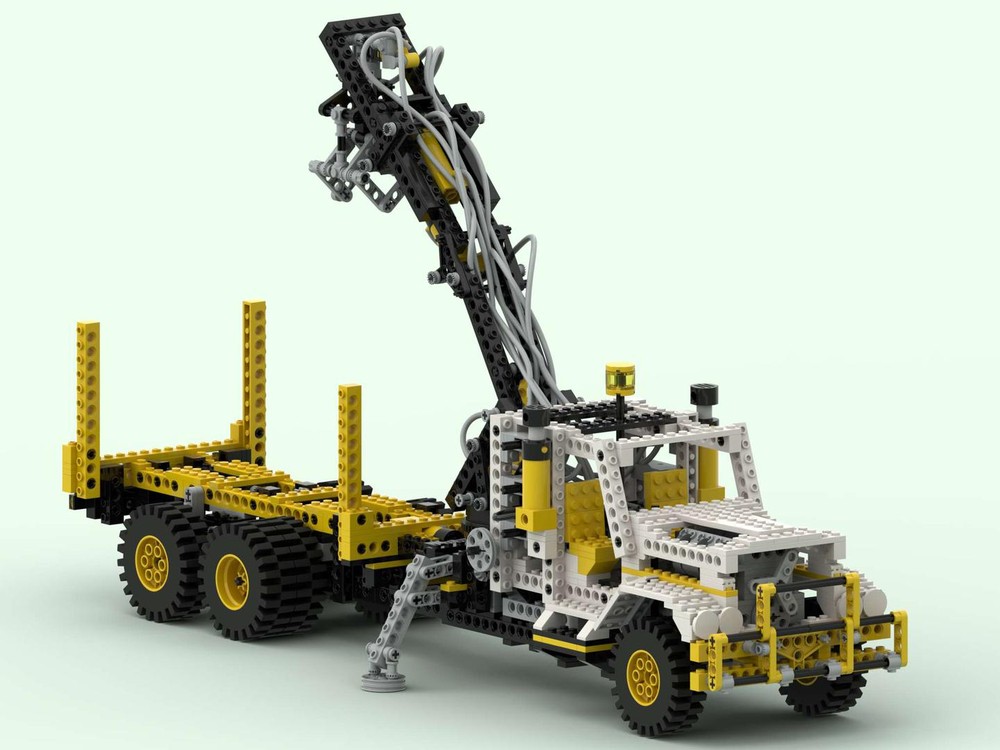 Lego Wood Transport Truck with Pneumatic Crane