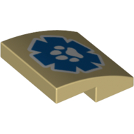 Lego Brick Curved 2 x 2 x 2/3 with Vet Logo with Paw Print / Tan