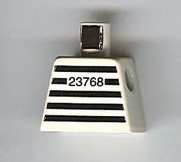 Torso Prison Shirt with Black Stripes and '23768' Thick Font Pattern
