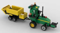 john deere 3140 with a yellow dump trailer