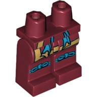 Lego Hips and Dark Red Legs with Gold Robe and Dark Azure Sash and Tied Knee Straps Print / Dark Red