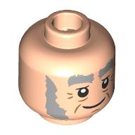 Lego Minifig Head Garrick Ollivander, Thick Light Bluish Grey Eyebrows, Sideburns Tired Smile/Scared / Light Nougat