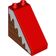 Lego Duplo Brick 4 x 2 x 3 Slope 45° with Wood Panels and Snow Print