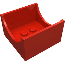Box 4 x 4 x 2 Bottom with Semicircle Cut-out Ends / Red