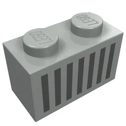 Brick 1 x 2 with Black Grill Print / Light Gray