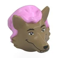 Head Special, Wolf with Bright Pink Bonnet Pattern, Face Print / Dark Tan
