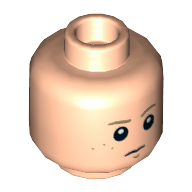 Lego Minifig Head Anakin Skywalker / Gray Mitchell, Dark Tan Eyebrows, Concern / Crooked Smile Print / Light Nougat