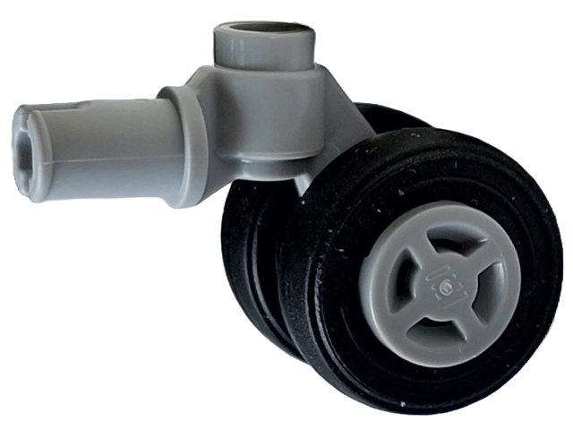 Lego Technic Pin with Dual Wheels Holder with Light Bluish Gray Wheels with Slot and Black Tires (61483 / 34337 / 59895)