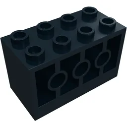 Brick 2 x 4 x 2 with Holes on Sides, Reinforced Supports between Tubes / Black