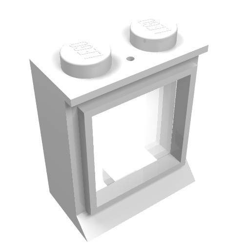 Lego Window 1 x 2 x 2 Classic, Extended Lip, Solid Studs [with Glass] / White