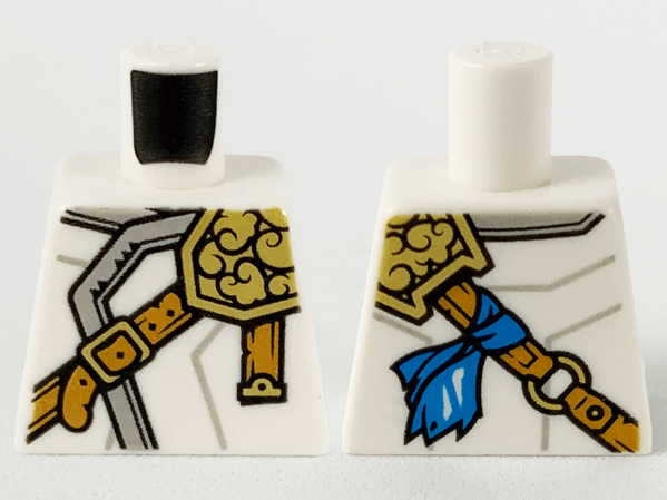 Lego Torso Ninjago Robe with Light Bluish Gray Hem, Gold Left Pauldron and Nougat Crossbelt Pattern
