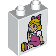 Lego Duplo Brick 1 x 2 x 2 with Bottom Tube and Sick Girl Print