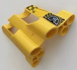 Technic, Panel Fairing # 1 Large Short, Large Holes, Side A with Stylized 'F1' and Checkered Pattern (Sticker) - Set 8445