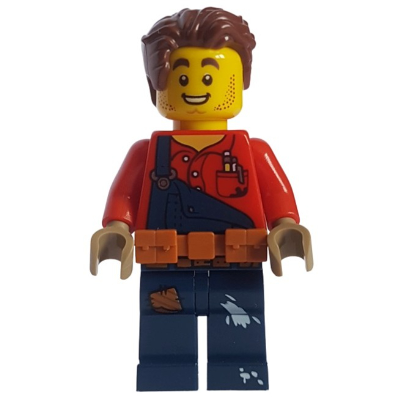 Lego Harl Hubbs, Dark Blue Overalls, Utility Belt