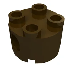 Brick Round 2 x 2, Pin Holes / Dark Brown