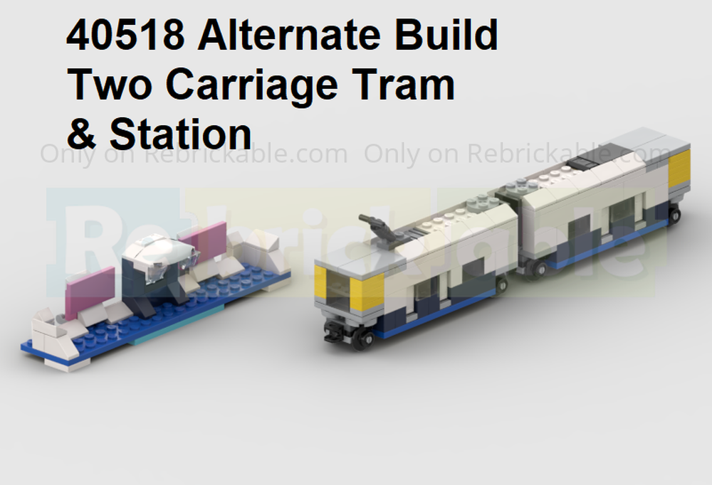 Lego 40518 Two Carriage Tram & Station - Alternate Build Of 40518 High Speed Passenger Train Set