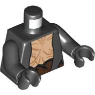 Torso, Jacket, Bare Chest and Dark Brown Sash Print, Black Arms and Hands / Black