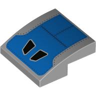 Lego Brick Curved 2 x 2 x 2/3 with Blue Shape, Ribbits, Black Air Intakes print / Light Bluish Gray