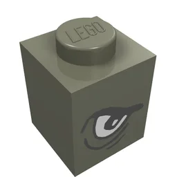 Brick 1 x 1 with Angry Eye Left / Sad Eye Right Print / Dark Gray