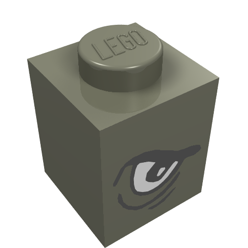 Lego Brick 1 x 1 with Angry Eye Left / Sad Eye Right Print / Dark Gray