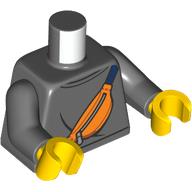 Lego Torso, Sweater, Orange Fanny Pack print, Dark Bluish Gray Arms, Yellow Hands / Dark Bluish Gray