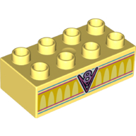 Lego Duplo Brick 2 x 4 with 'V8' and Arches Print / Bright Light Yellow