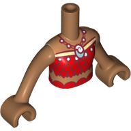 Lego Minidoll Torso Girl with Red Top, Dark Red Trim, Shel Necklace print, Medium Nougat Arms and Hands / Medium Nougat