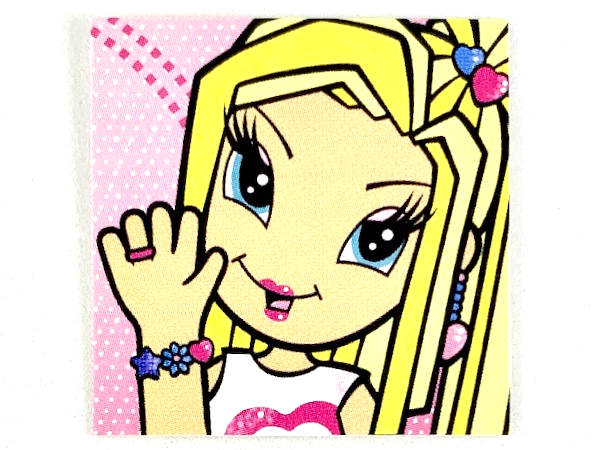 Lego Clikits Insert 4 x 4 with 'Heart' Waving with Pink Background Print