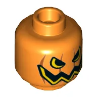 Minifig Head Pumpkin, Jack O' Lantern with Open Semicircular Eyes with Vertical Lines on Back Print / Orange